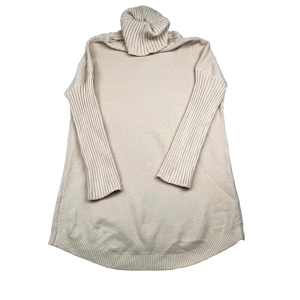 Amaryllis X Ashlee Nichols Sweater Womens Large Beige Chunky Knit Turtleneck